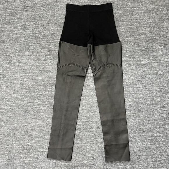 Raquel Allegra Lambskin Knit Pants Women Small Black Pull On Leather Biker USA - Picture 1 of 11